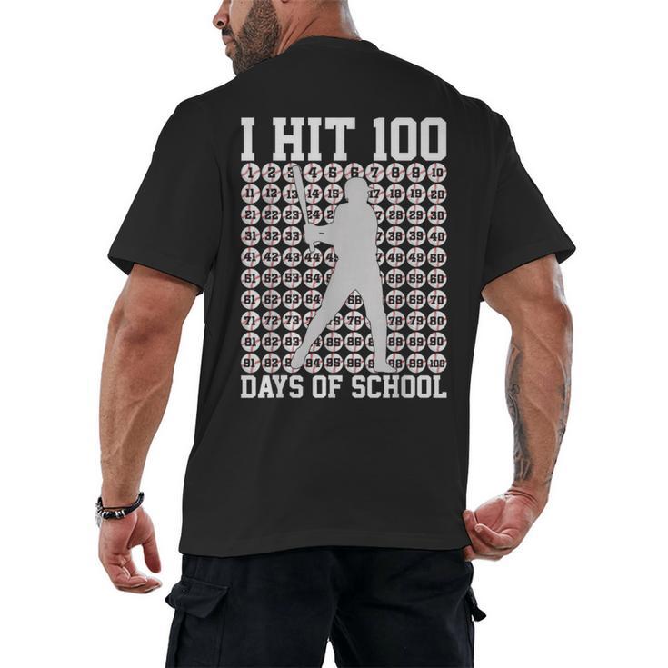 I Hit 100 Days Of School Boys Kids 100th Day Balls Baseball Men's Back Print T-Shirt