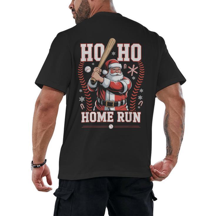 Ho Ho Home Run Baseball Christmas Holiday Sports Santa Men's Back Print T-Shirt