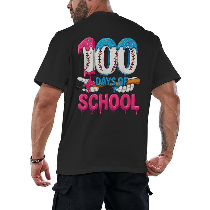 HUGvyn 100 Days Of School Baseball Ice Cream Teacher Student Men's Back Print T-Shirt