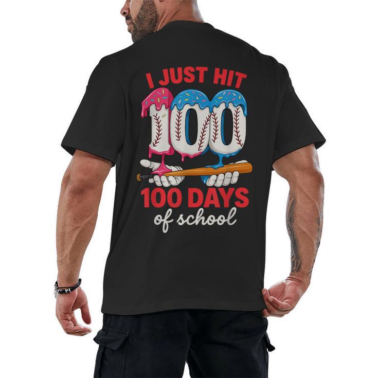 HUGvyn I Just Hit 100 Days Of School Baseball Ice Cream Boys Men's Back Print T-Shirt