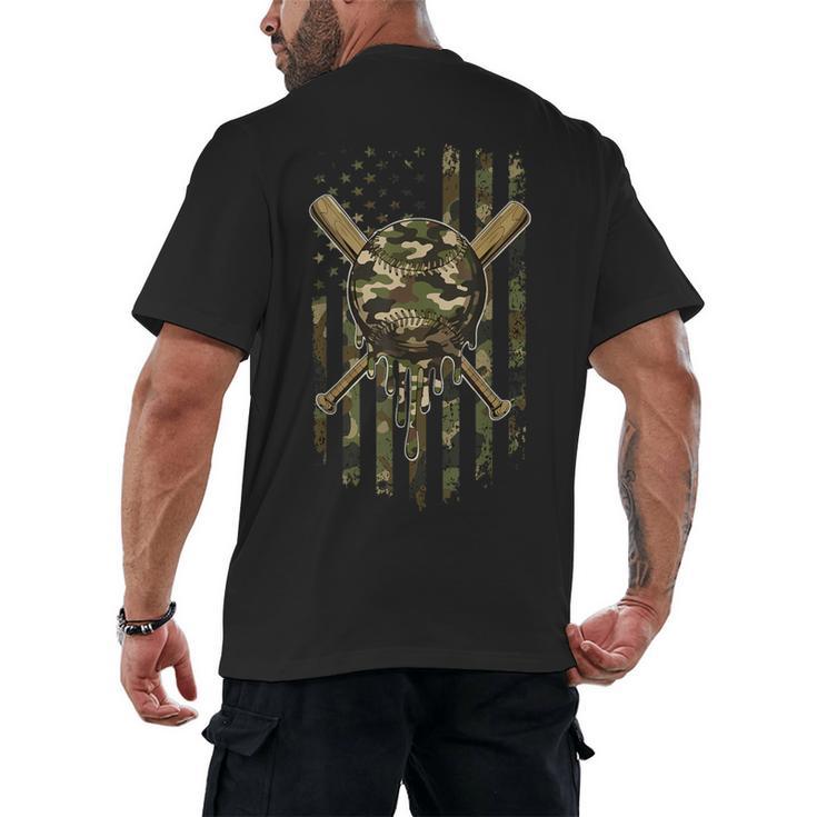 Ice Cream Baseball Drip For Boys Camo USA Flag Camouflage Men's Back Print T-Shirt