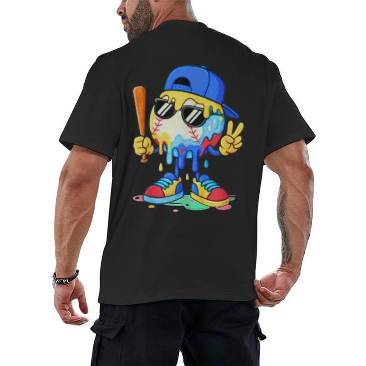 Ice Cream Baseball Drip Spots Sprinkle For Boys Youth Kids Men's Back Print T-Shirt