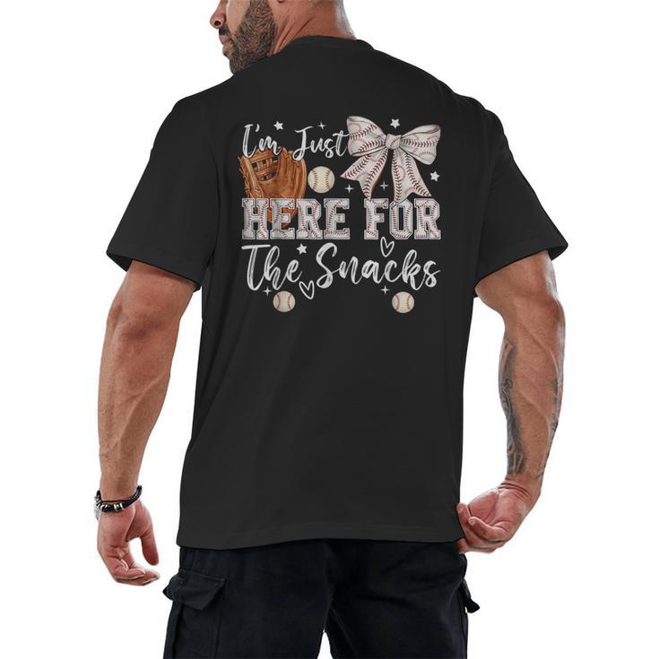 I'm Just Here For The Snacks Baseball Coquette Game Day Girl Men's Back Print T-Shirt