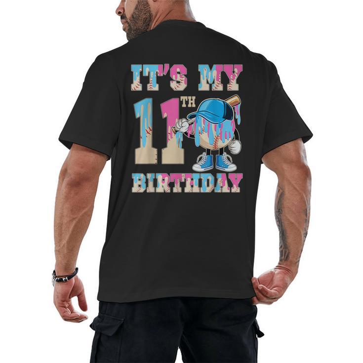 It's My 11th Birthday Baseball Ice Cream Drip Theme Men's Back Print T-Shirt It's My 11th Birthday Baseball Ice Cream Drip Theme Men's Back Print T-Shirt