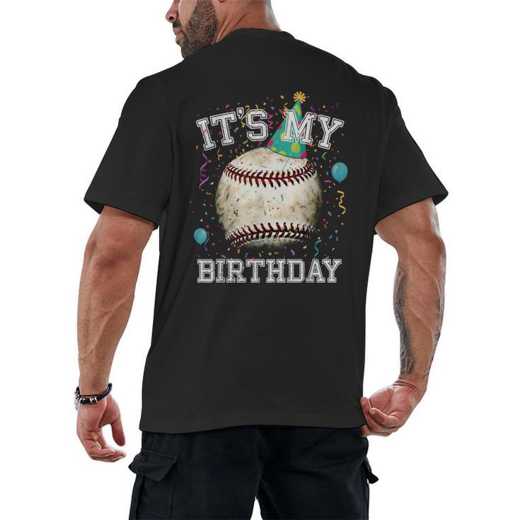 Its My Birthday Vintage Baseball Celebration For Men Kids Men's Back Print T-Shirt
