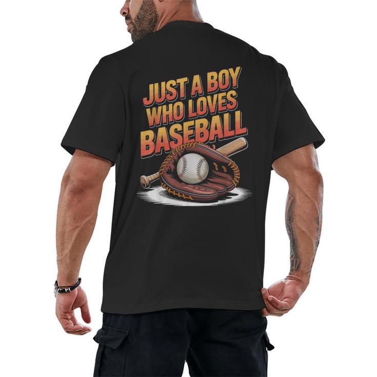Just A Boy Who Loves Baseball Player Kids Men's Back Print T-Shirt