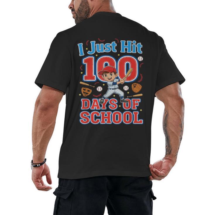 I Just Hit 100 Days Of School Baseball 100th Day Boys Kids Men's Back Print T-Shirt
