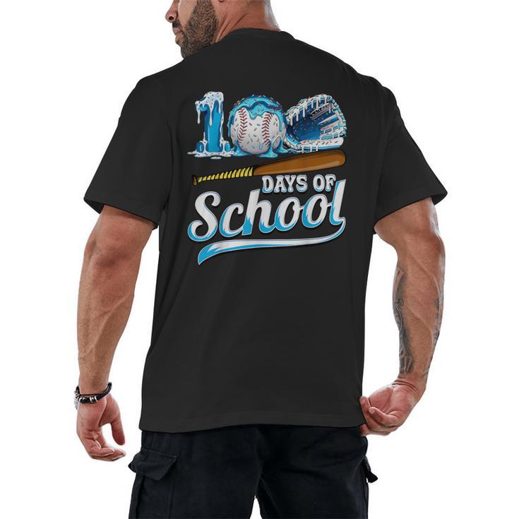 Kid 100 Days Of School Drip Baseball Ice Cream 100th Day Boy Men's Back Print T-Shirt