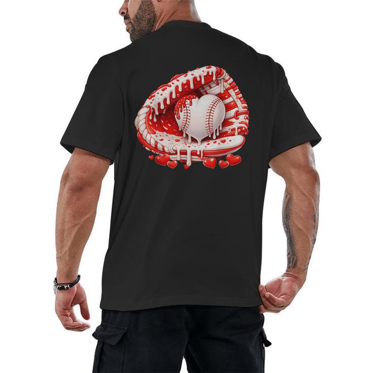 Kid Drip Ice Cream Baseball Heart Catcher Valentines Day Boy Men's Back Print T-Shirt