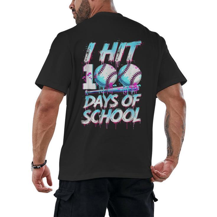 Kids 100 Days Of School 100th Day Baseball Ice Cream Drip Men's Back Print T-Shirt