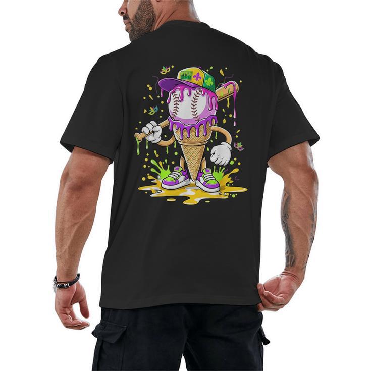 Kids Baseball Drip Ice Cream Apparel Kids Boys Mardi Gras Men's Back Print T-Shirt