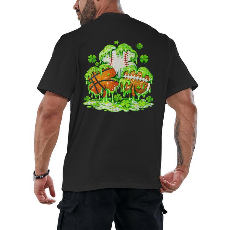 Kids St Patricks Day Shamrock Basketball Baseball Football Men's Back Print T-Shirt