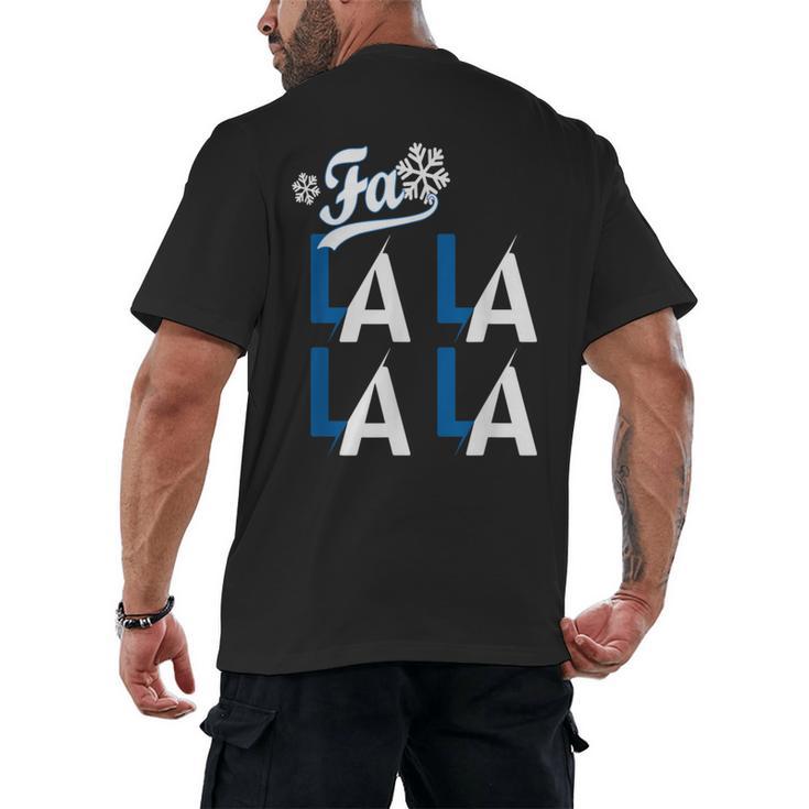 LA Baseball Fan Christmas FA La La Holiday Blue Theme Men's Back Print T-Shirt