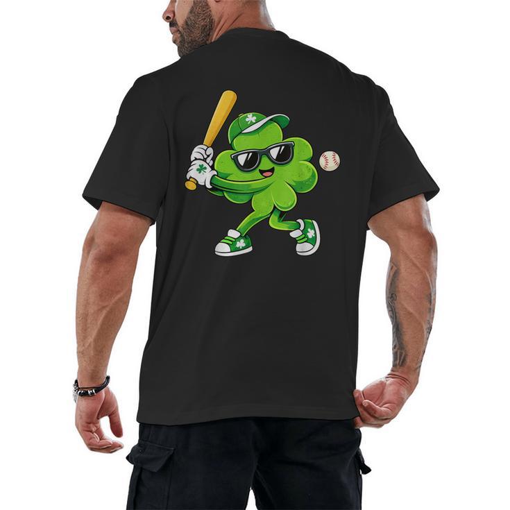 Lucky Shamrock Playing Baseball St Patrick's Kids Boys Men's Back Print T-Shirt