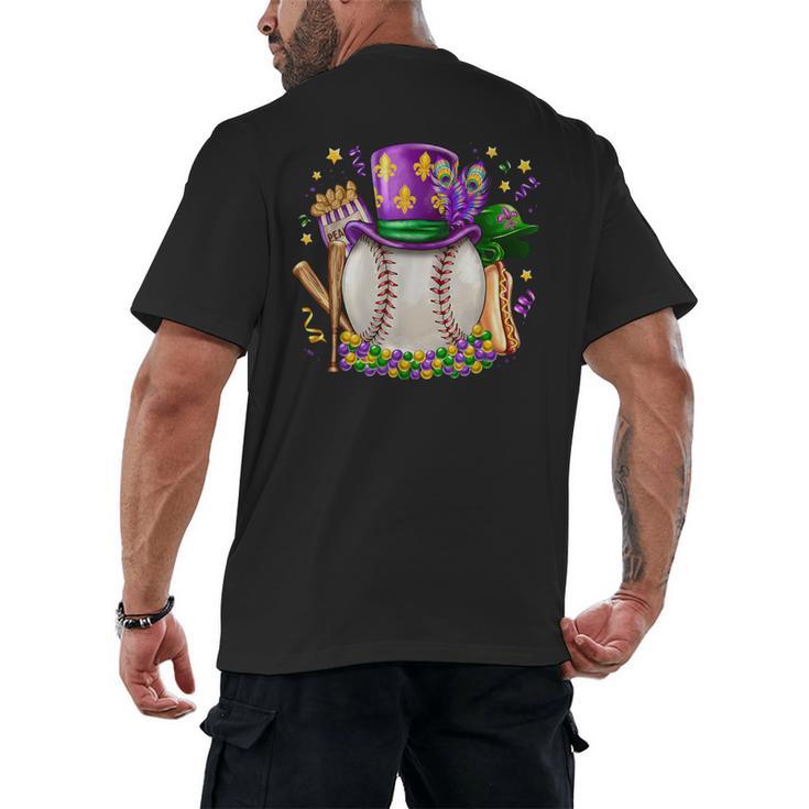 Mardi Gras Baseball Jester Hat Fleur De Lis Boys Girls Kids Men's Back Print T-Shirt