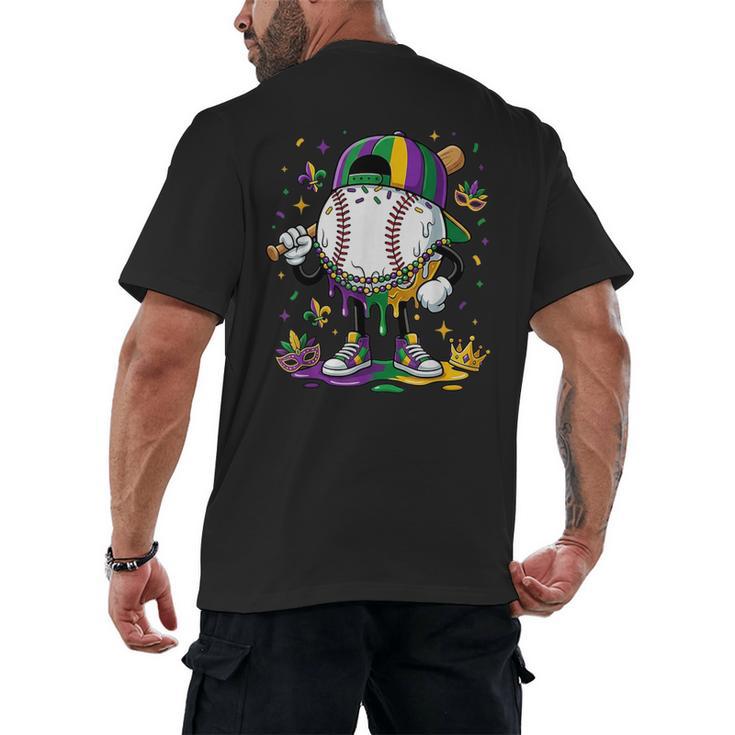 Mardi Gras Ice Cream Drip Baseball Carnival Party Mask Boys Men's Back Print T-Shirt