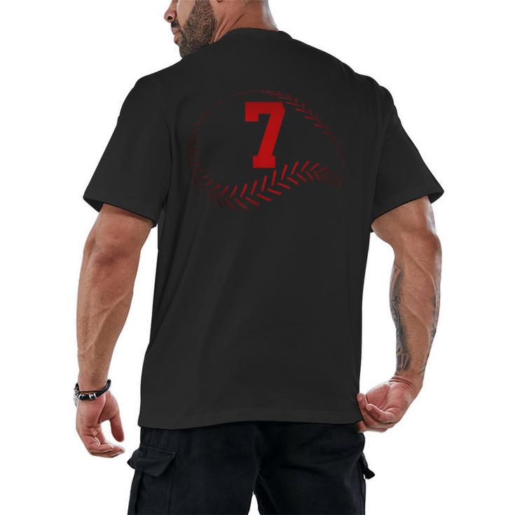 Number 7 Years Baseball 7TH Birthday Men's Back Print T-Shirt