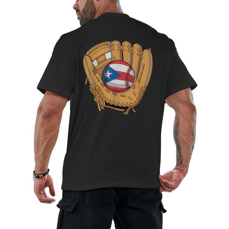 Puerto Rican Flag Baseball Player Boricua Pride Beisbol PR Men's Back Print T-Shirt