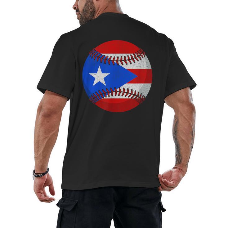 Puerto Rico Baseball Flag Boricua Beisbol Fan Gear Men's Back Print T-Shirt