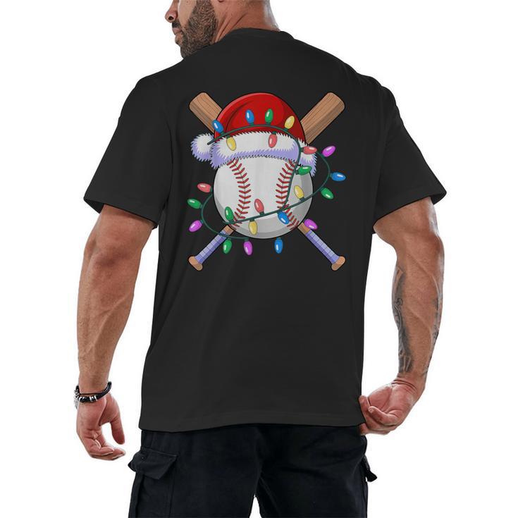 Santa Sports Christmas Baseball Player Men's Back Print T-Shirt