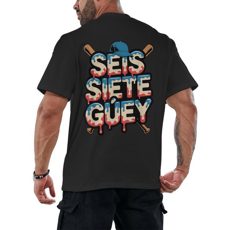 SEIS Siete Guey Baseball Drip Mexico Spanish 67 Slang Boys Men's Back Print T-Shirt