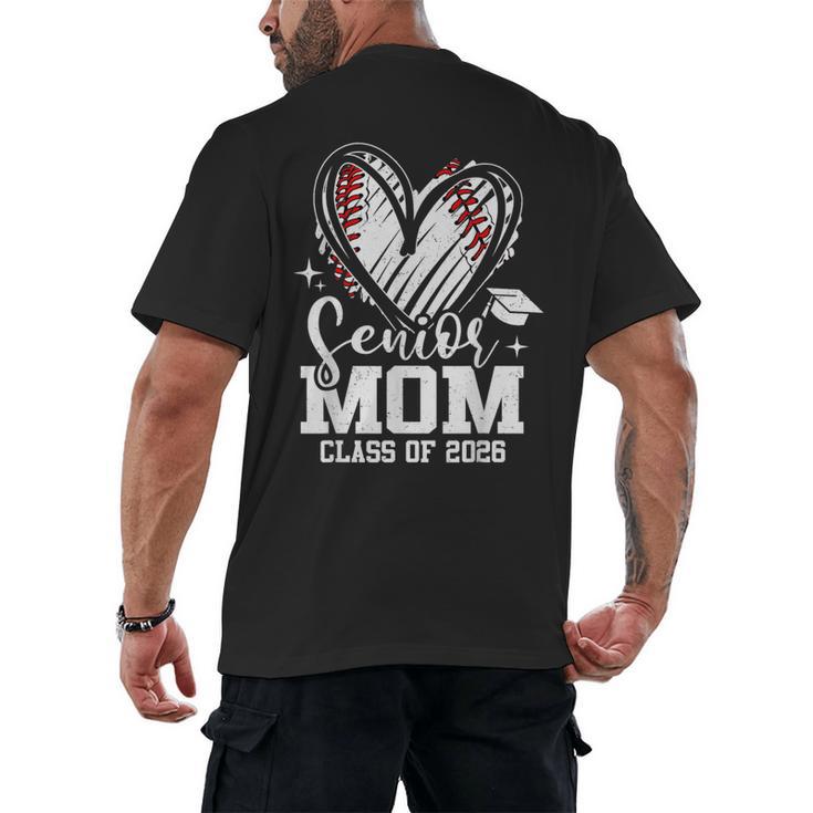 Senior Mom Class Of 2026 Baseball Graduation Heart Men's Back Print T-Shirt