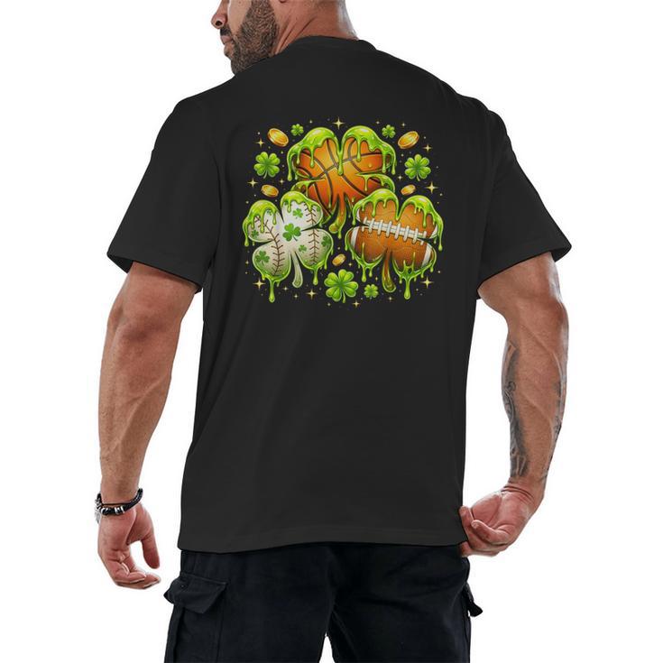 Shamrock Basketball Baseball Drip St Patrick's Day Boys Men Men's Back Print T-Shirt