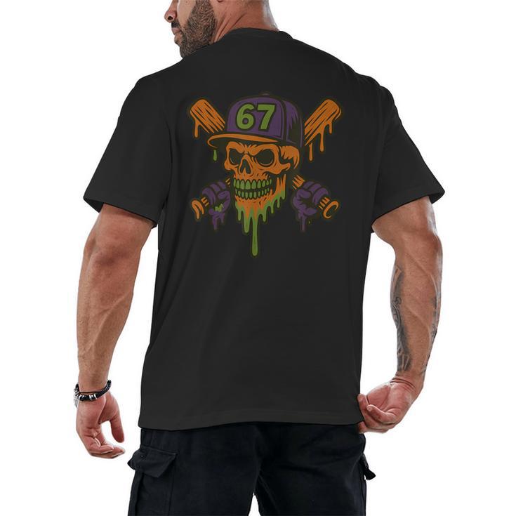 Six Seven 6 7 Baseball Skull Drip Halloween Horror Sports Men's Back Print T-Shirt