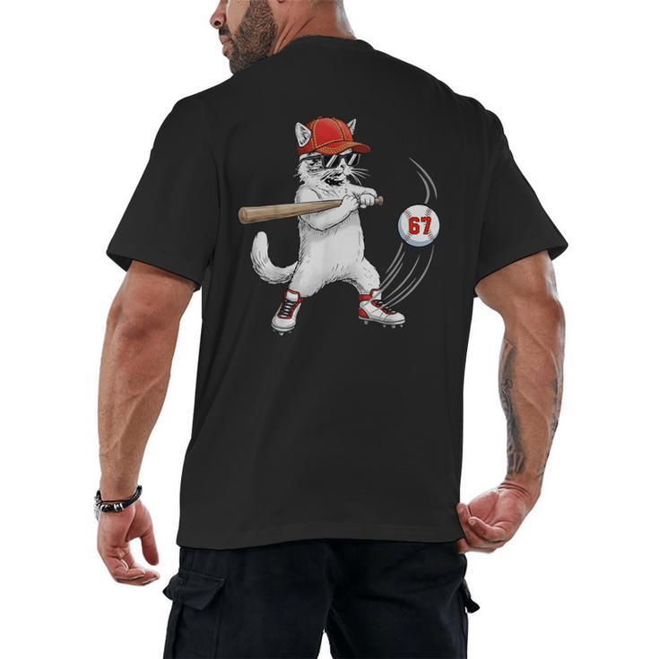 Six Seven 67 Baseball Cat Birthday Men Kids Boys Men's Back Print T-Shirt