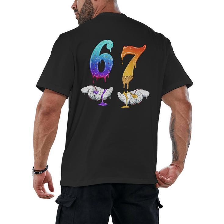 Six Seven Ice Cream Drip Cool Meme 67 Number Baseball Men's Back Print T-Shirt