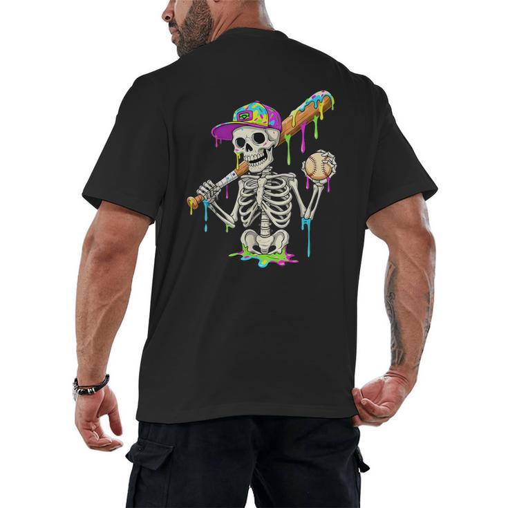 Skeleton Baseball Drip Boys Ice Cream Drip Youth Baseball Men's Back Print T-Shirt