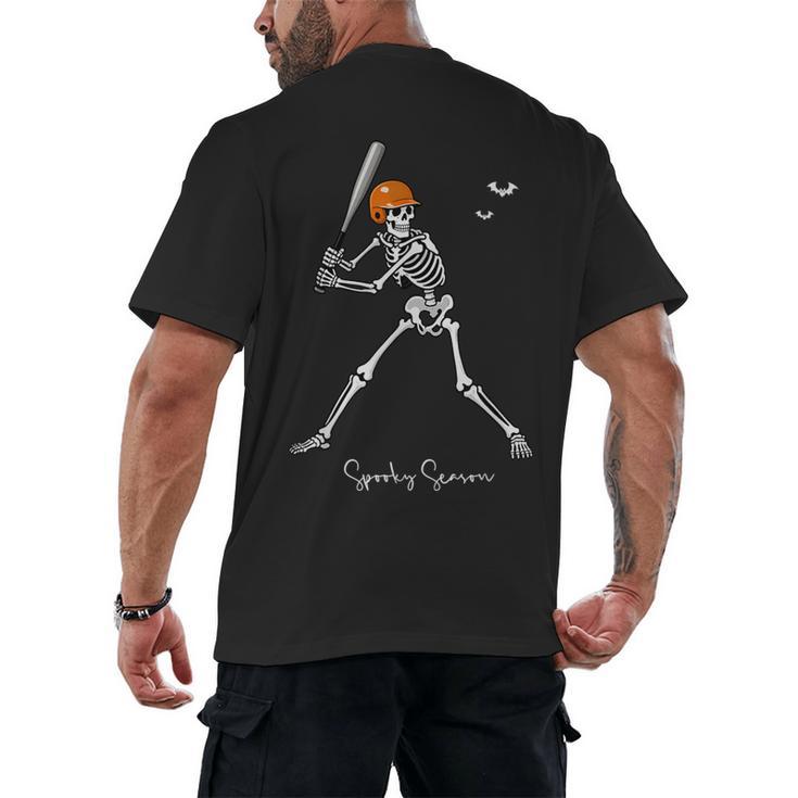 Spooky Season Skeleton Baseball Player Halloween Batter Men's Back Print T-Shirt