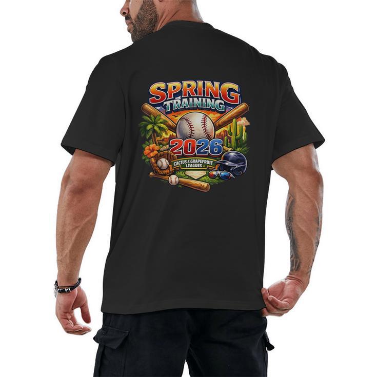 Spring Training 2026 Baseball Fan Retro Palm Cactus Men's Back Print T-Shirt