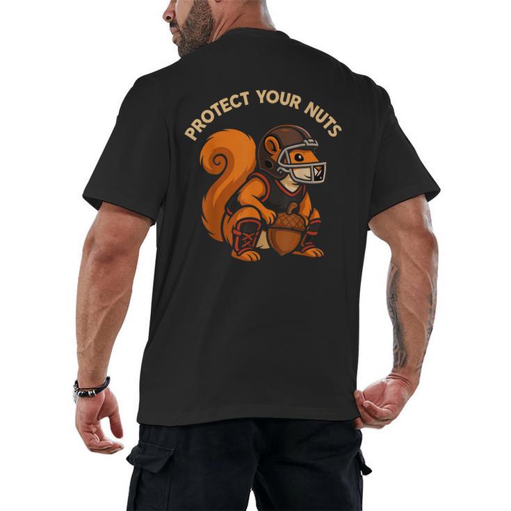 Squirell Baseball Catcher Player Joke Tee Protect Your Nuts Men's Back Print T-Shirt