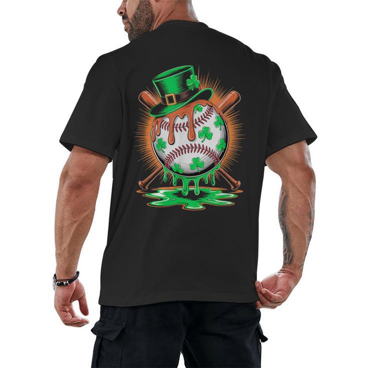 St Patrick Day Baseball Drip Ice Cream Kids Boys Men Men's Back Print T-Shirt