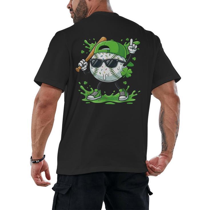St Patrick Day Baseball Drip Ice Cream Baseball Player Men Men's Back Print T-Shirt