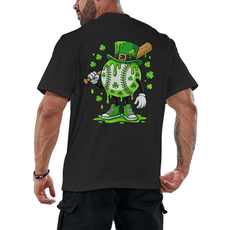 St Patricks Day Shamrock Baseball Drip Icecream Irish Boys Men's Back Print T-Shirt
