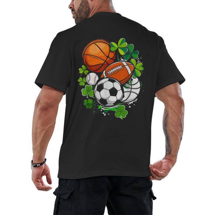 St Patricks Day Shamrock Basketball Baseball Football Soccer Men's Back Print T-Shirt