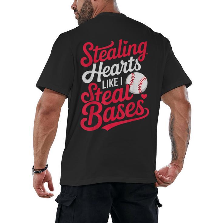 Stealing Hearts Like I Steal Bases Cute Baseball Boys Men's Back Print T-Shirt