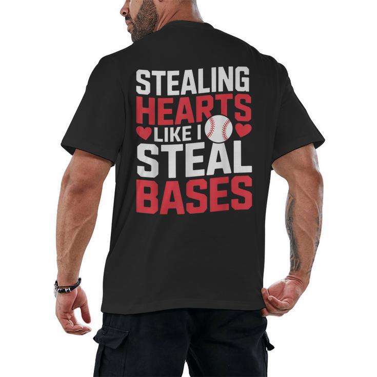 Stealing Hearts Like I Steal Bases Cute Baseball Kids Men's Back Print T-Shirt