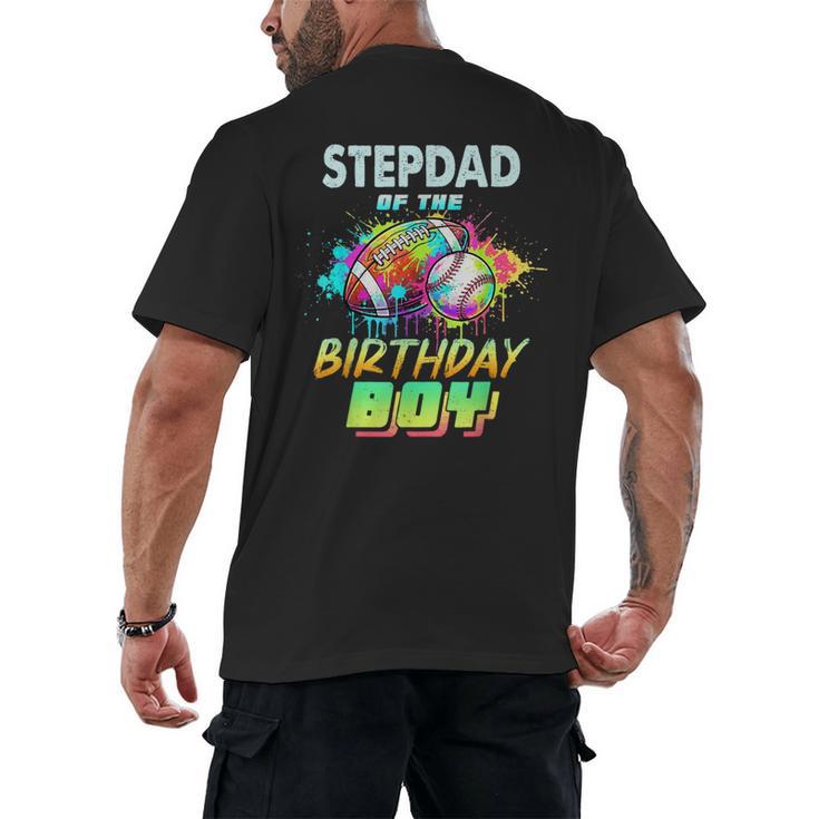Stepdad Of The Birthday Boy Baseball Football Colorful Men's Back Print T-Shirt