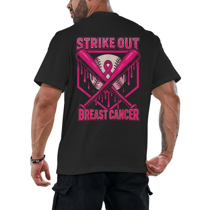Strike Out Breast Cancer Baseball Ice Cream Drip Men's Back Print T-Shirt