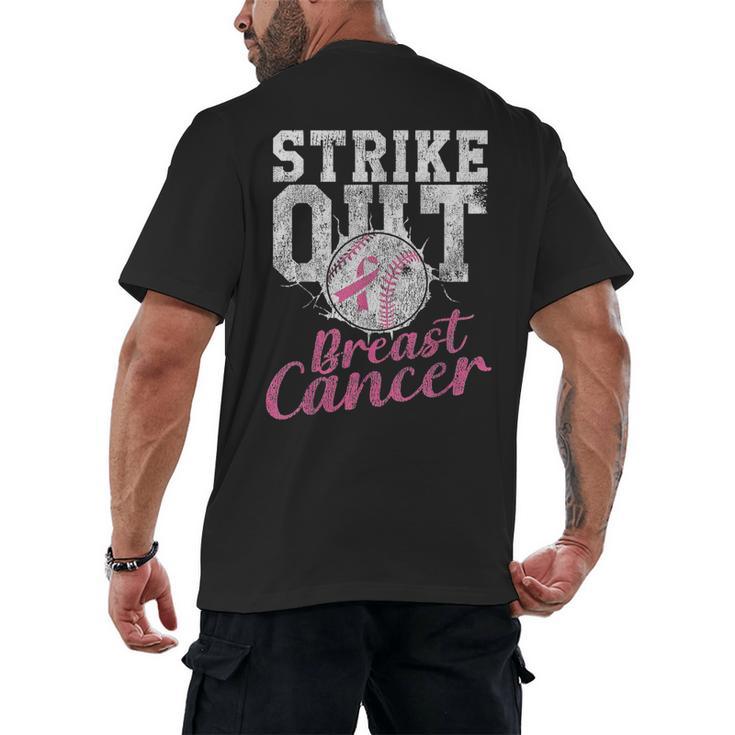Strike Out Breast Cancer Baseball Warrior Men's Back Print T-Shirt