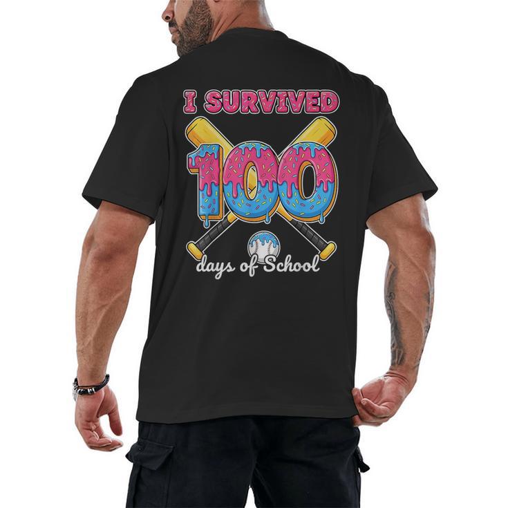 I Survived 100 Days Of School Baseball Cream Drip Boys Men's Back Print T-Shirt