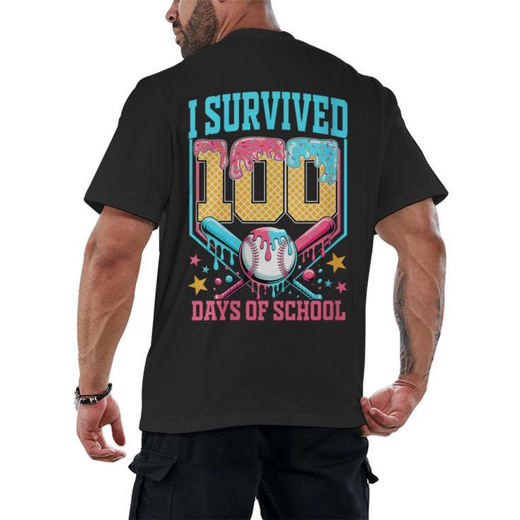 I Survived 100 Days Of School Baseball Drip Students Teacher Men's Back Print T-Shirt