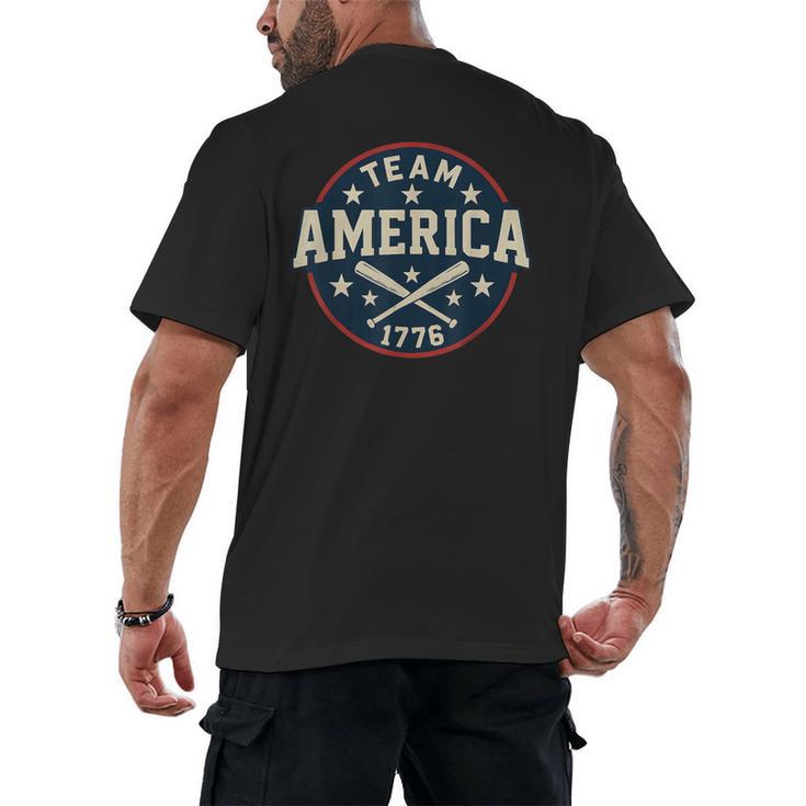 Team America 1776 4th Of July Patriotic Baseball Men's Back Print T-Shirt