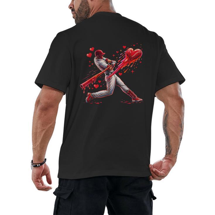 Valentine Baseball Player Drip Men's Back Print T-Shirt