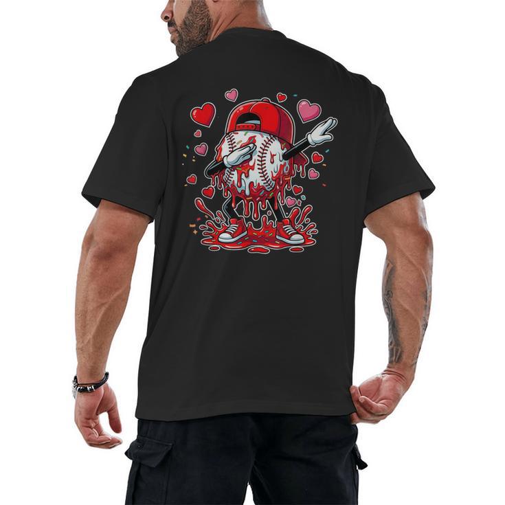 Valentines Baseball Toddler Boys Kids Dabbing Baseball Drip Men's Back Print T-Shirt