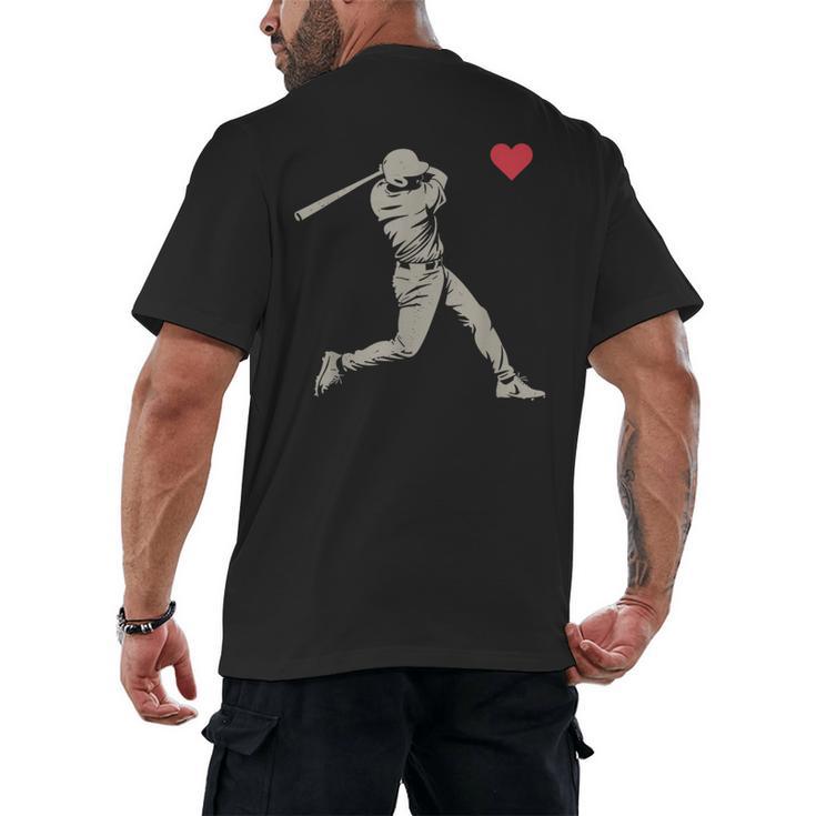Valentines Day Baseball Batter Silhouette Heart Men Boy Kids Men's Back Print T-Shirt