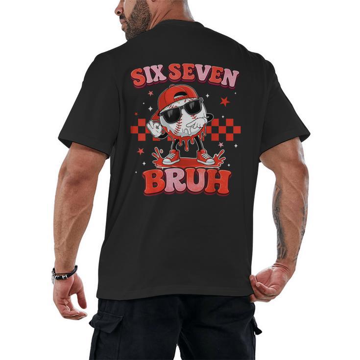 Valentines Day Baseball Six Seven 67 Meme Heart Baseball Dab Men's Back Print T-Shirt